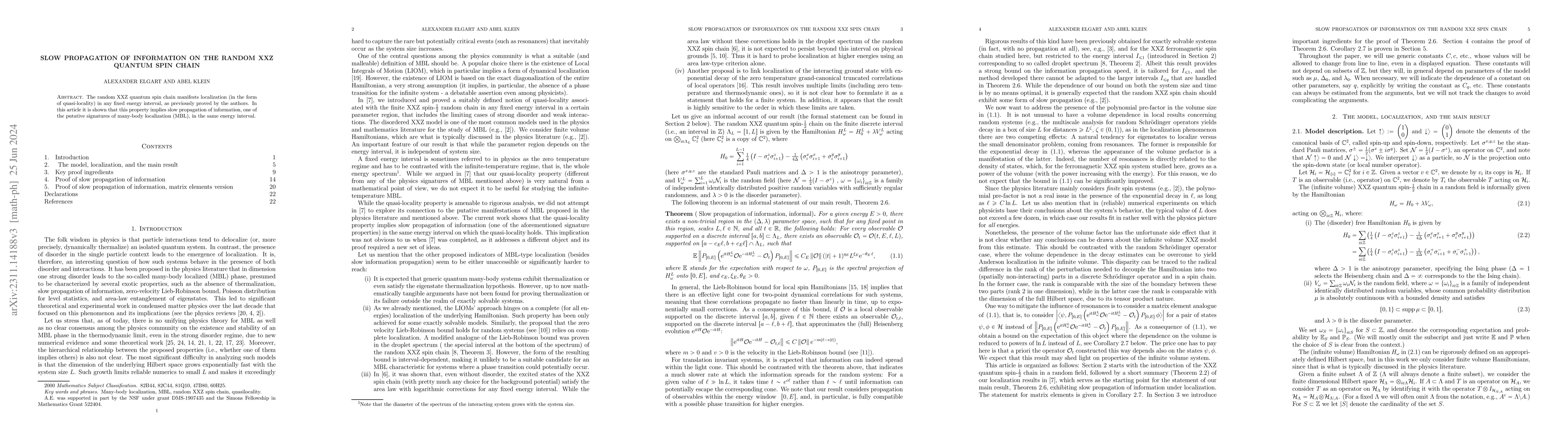 Thumbnail for Slow propagation of information on the random XXZ quantum spin chain