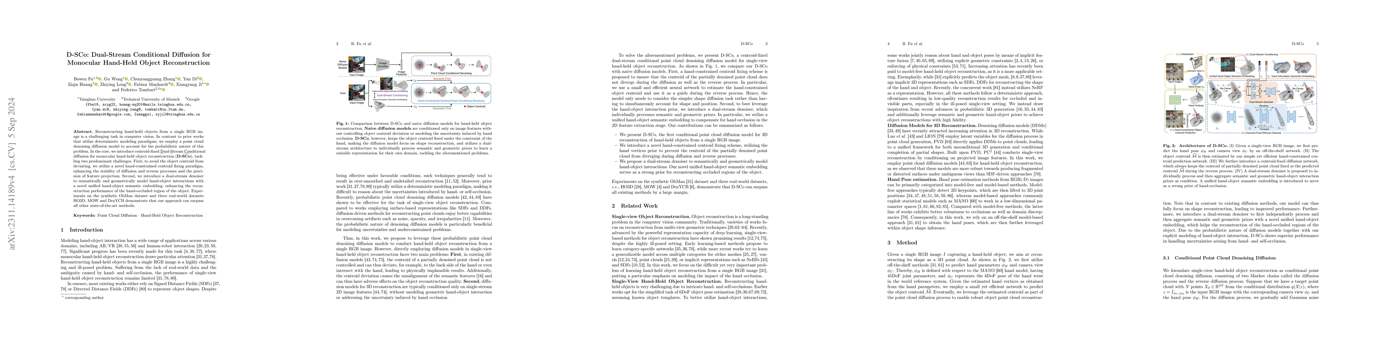 Thumbnail for D-SCo: Dual-Stream Conditional Diffusion for Monocular Hand-Held Object
  Reconstruction