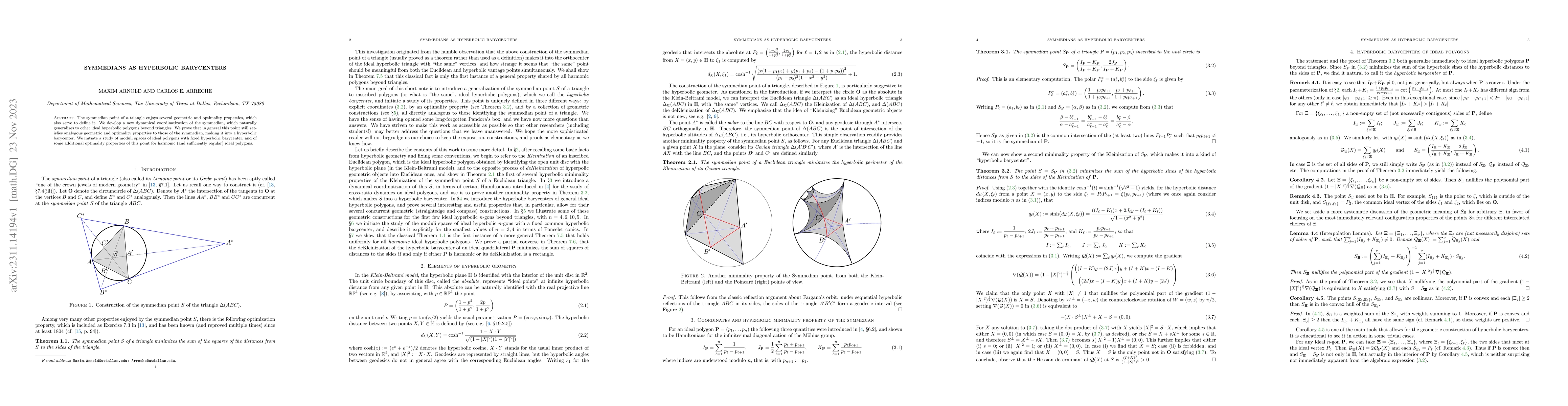 Thumbnail for Symmedians as Hyperbolic Barycenters