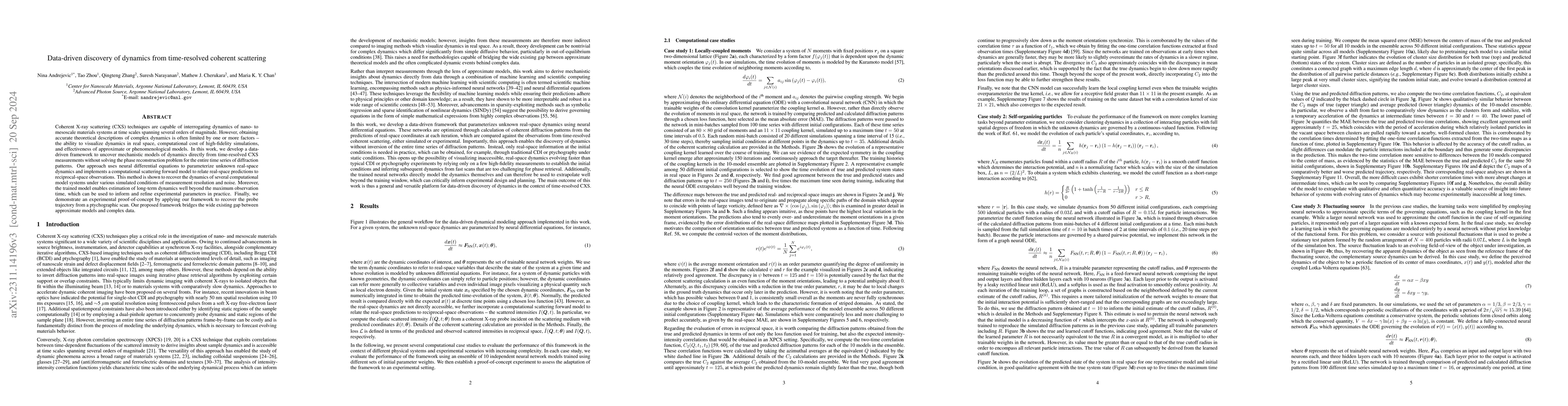 Thumbnail for Data-driven discovery of dynamics from time-resolved coherent scattering
