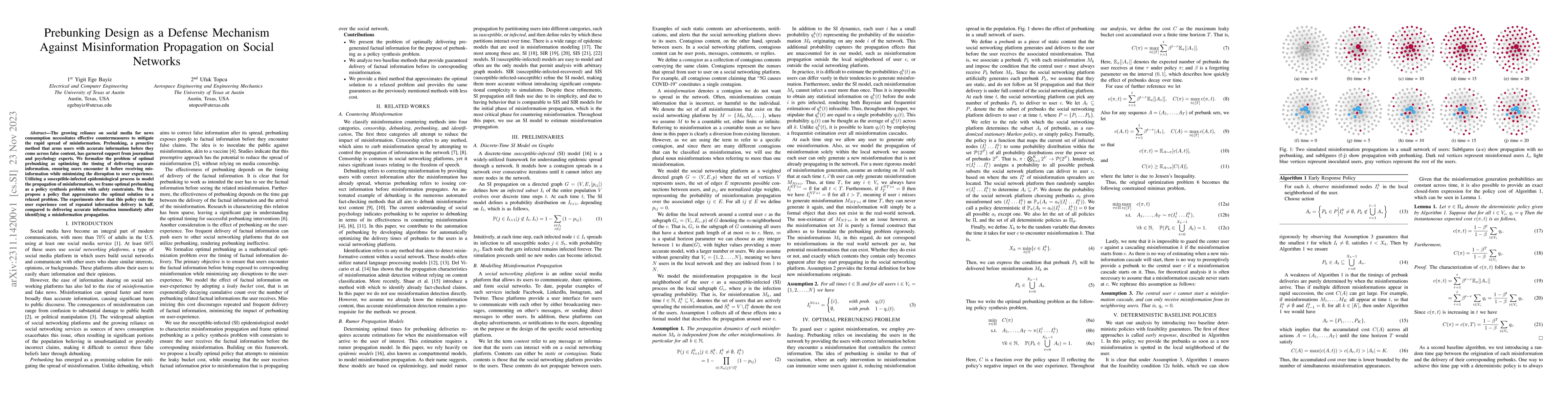 Thumbnail for Prebunking Design as a Defense Mechanism Against Misinformation
  Propagation on Social Networks