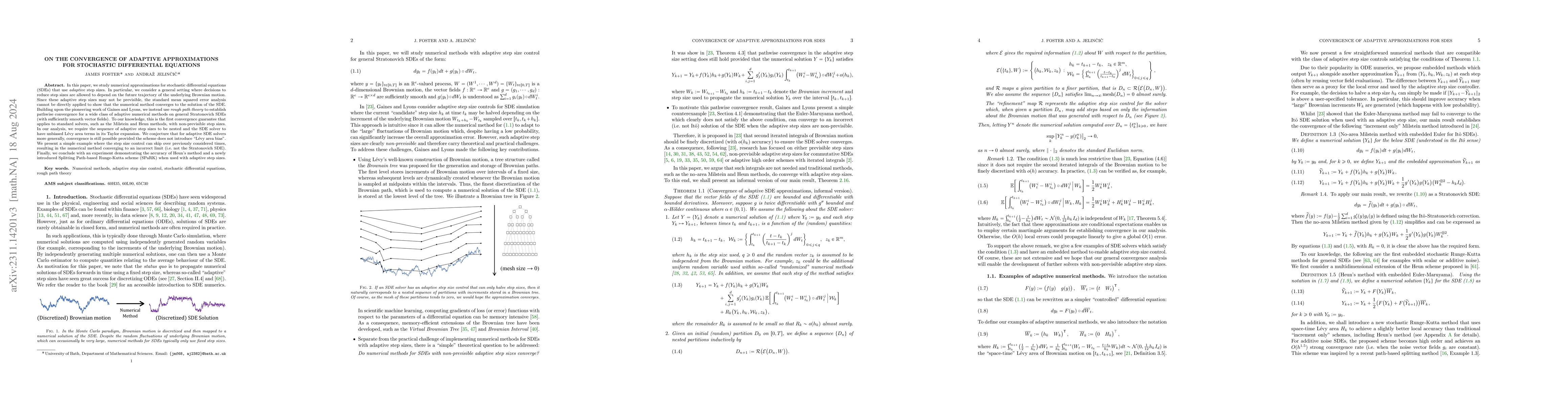 Thumbnail for On the convergence of adaptive approximations for stochastic
  differential equations