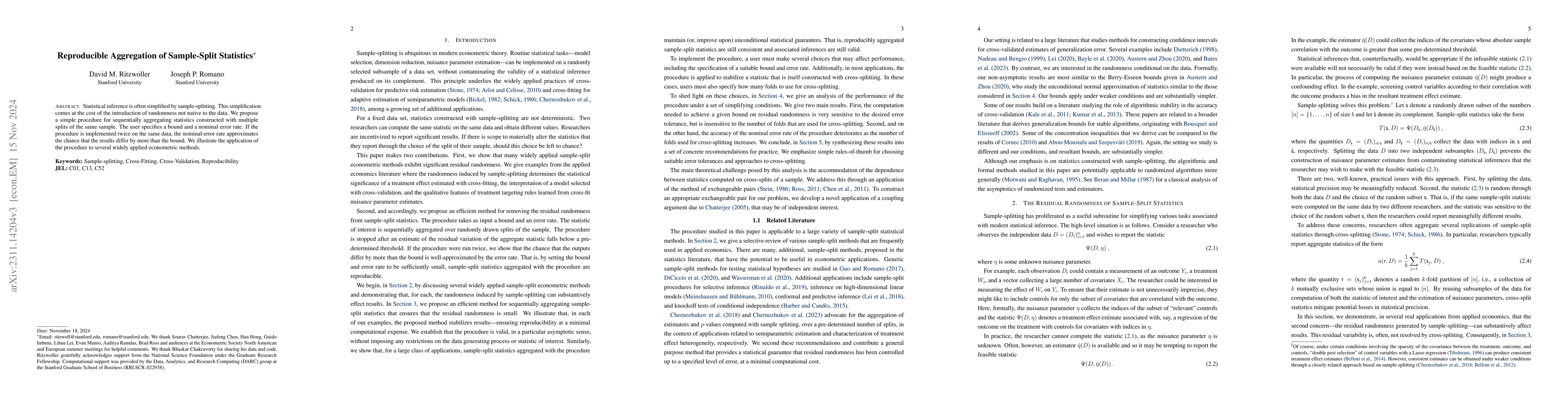 Thumbnail for Reproducible Aggregation of Sample-Split Statistics