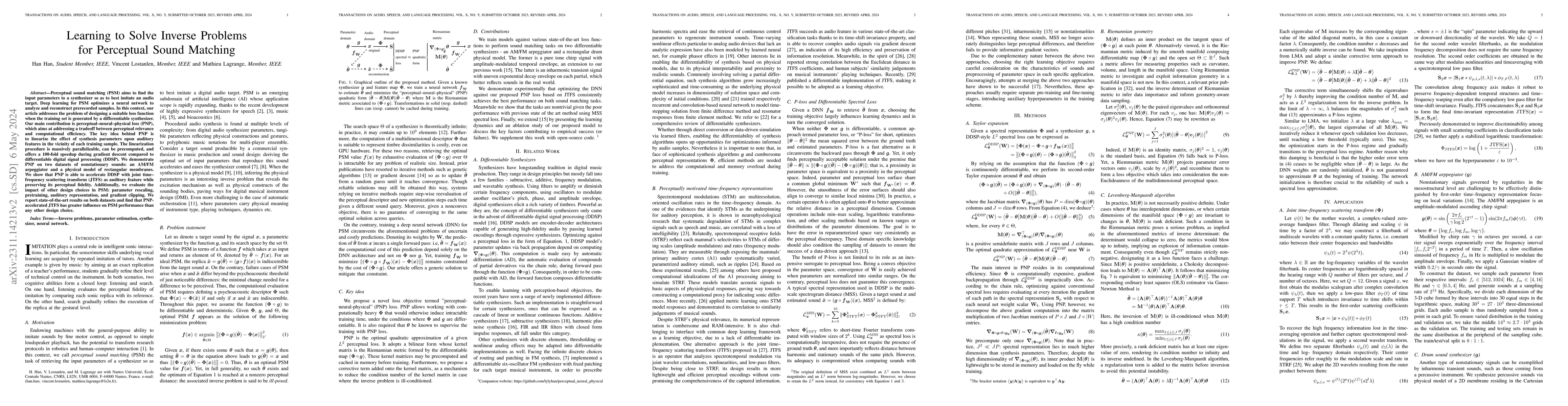 Thumbnail for Learning to Solve Inverse Problems for Perceptual Sound Matching