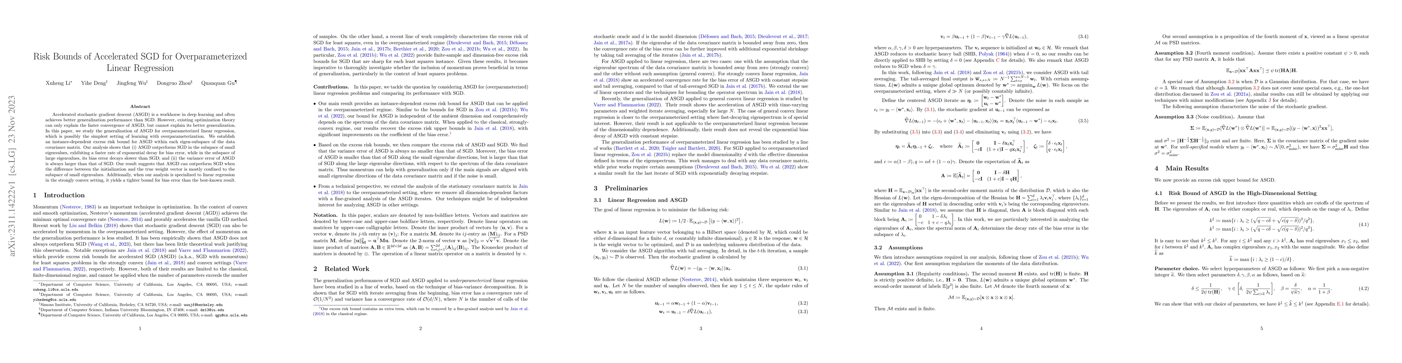 Thumbnail for Risk Bounds of Accelerated SGD for Overparameterized Linear Regression