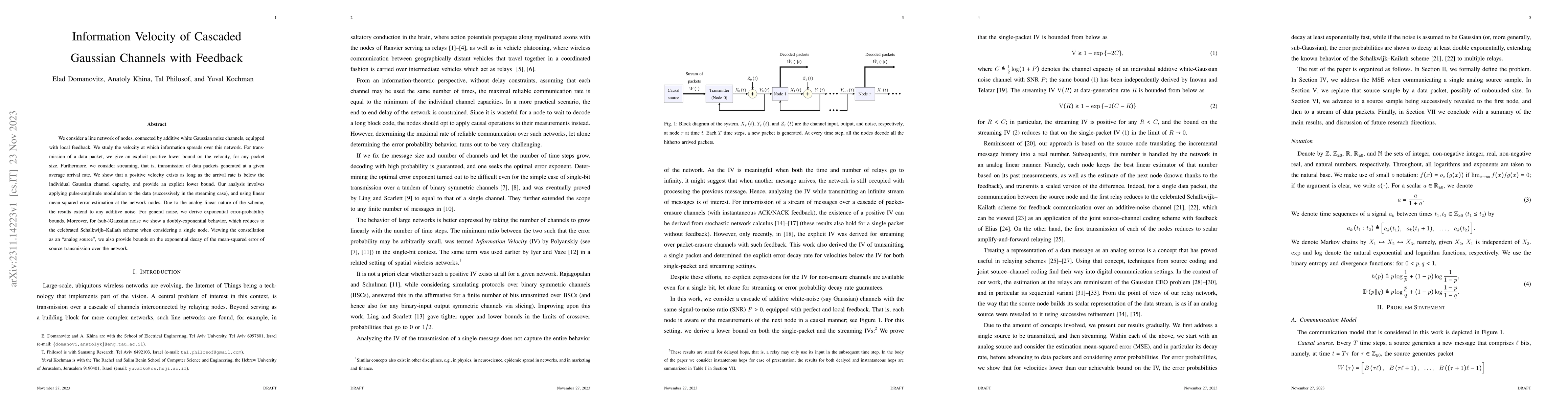 Thumbnail for Information Velocity of Cascaded Gaussian Channels with Feedback