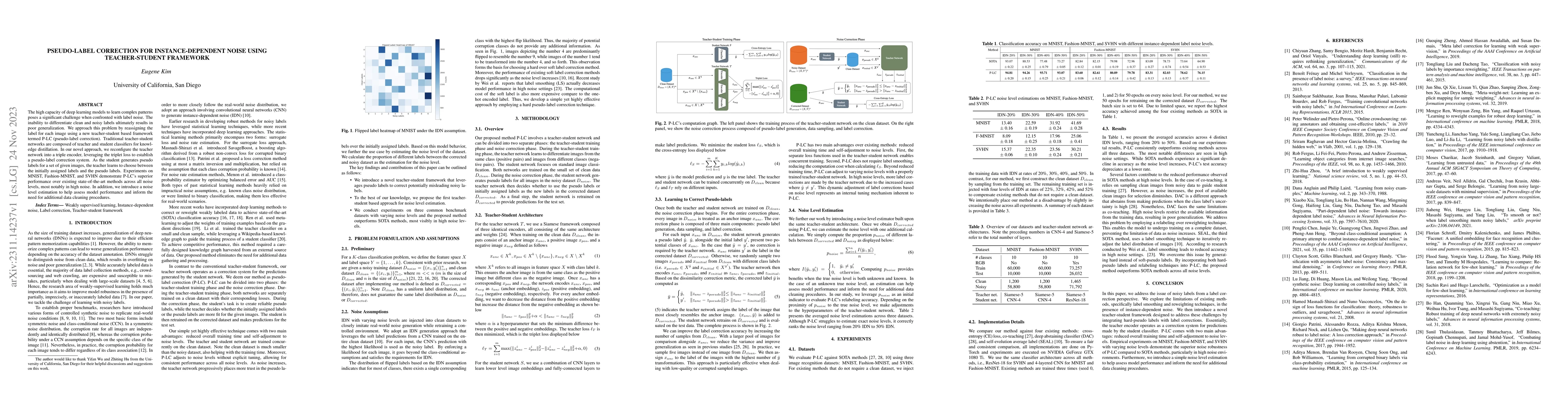 Thumbnail for Pseudo-label Correction for Instance-dependent Noise Using
  Teacher-student Framework