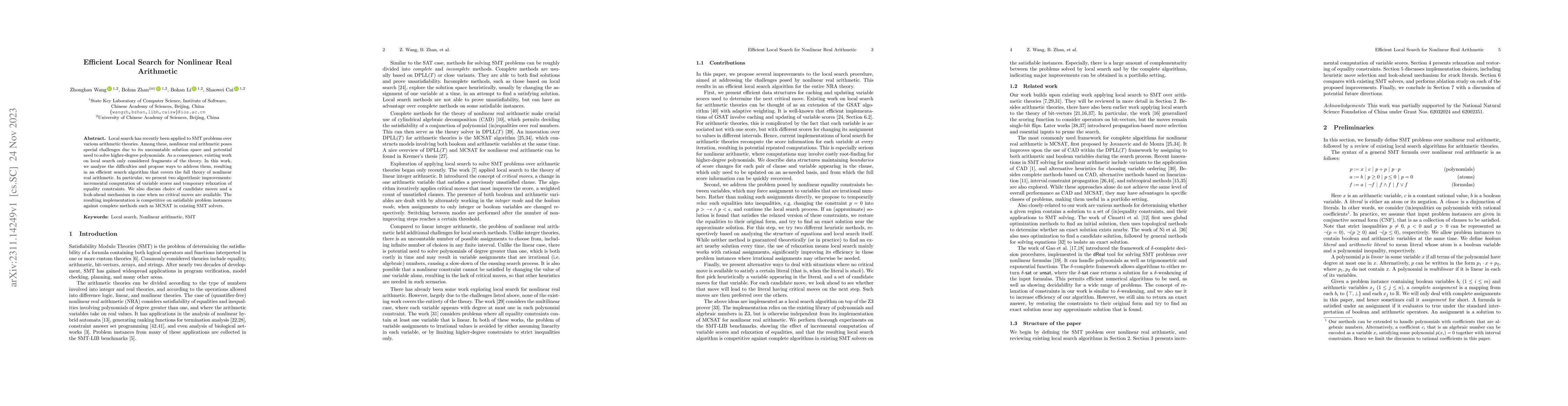 Thumbnail for Efficient Local Search for Nonlinear Real Arithmetic