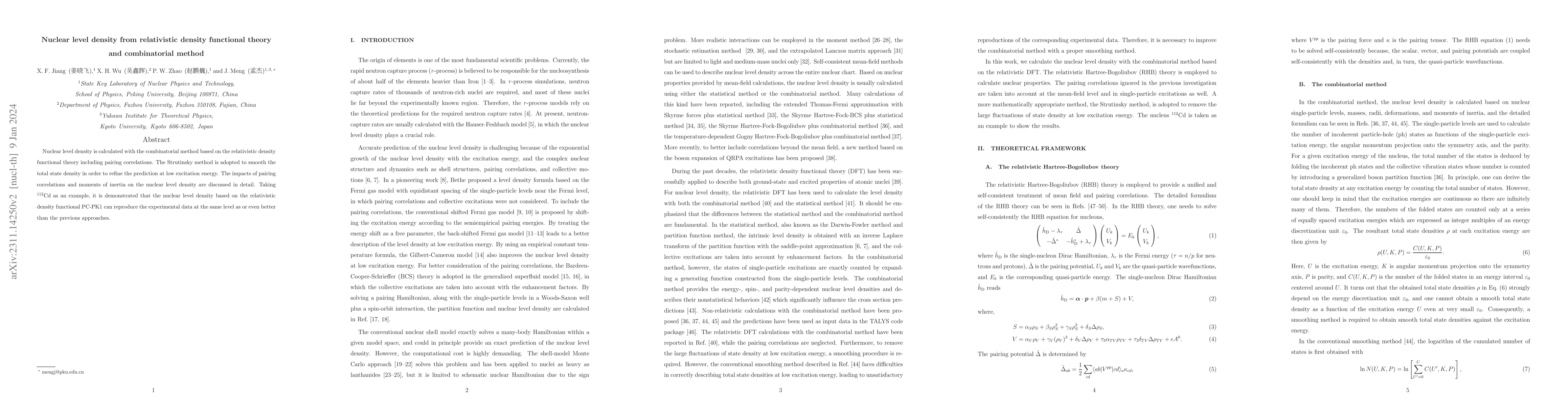 Thumbnail for Nuclear level density from relativistic density functional theory and
  combinatorial method