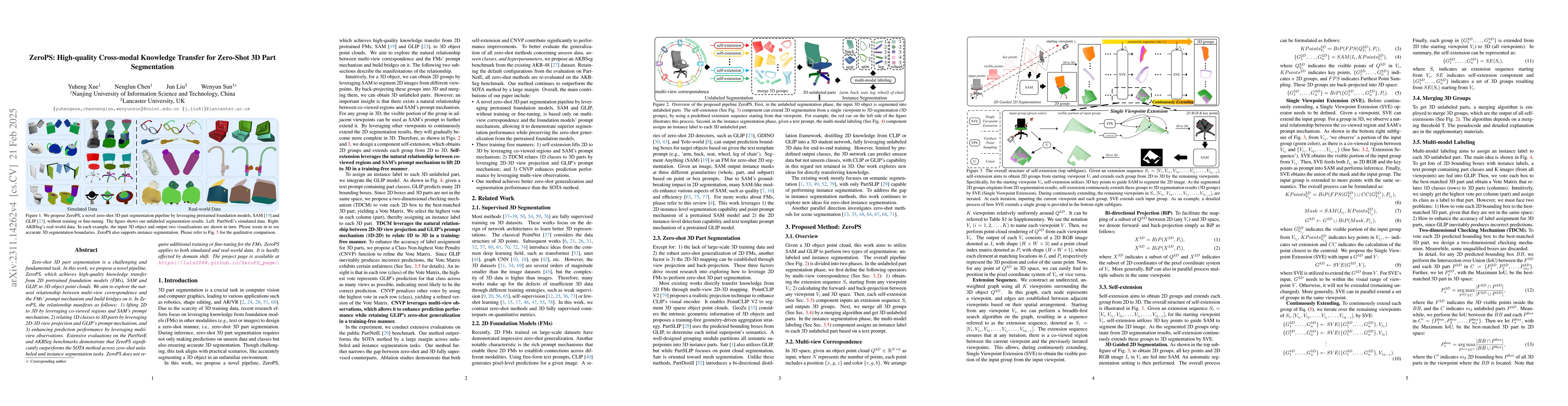 Thumbnail for ZeroPS: High-quality Cross-modal Knowledge Transfer for Zero-Shot 3D
  Part Segmentation