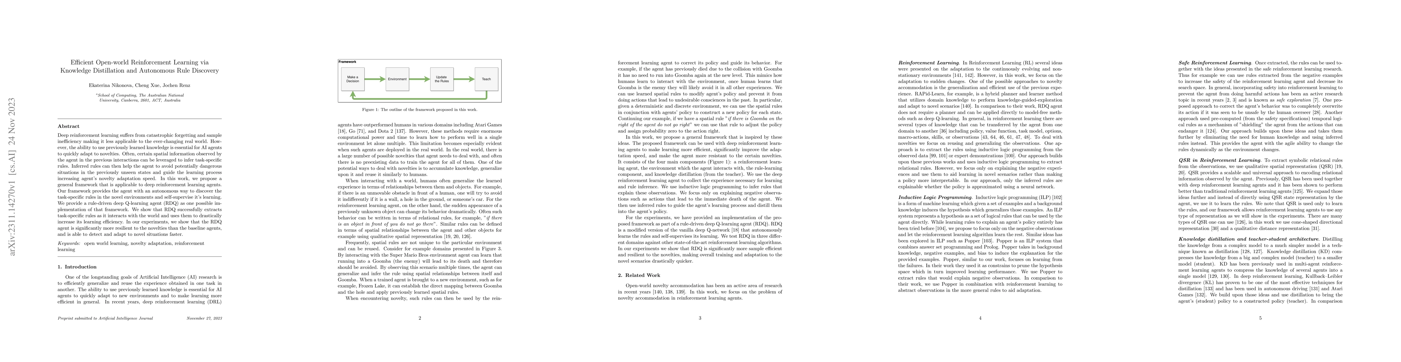 Thumbnail for Efficient Open-world Reinforcement Learning via Knowledge Distillation
  and Autonomous Rule Discovery