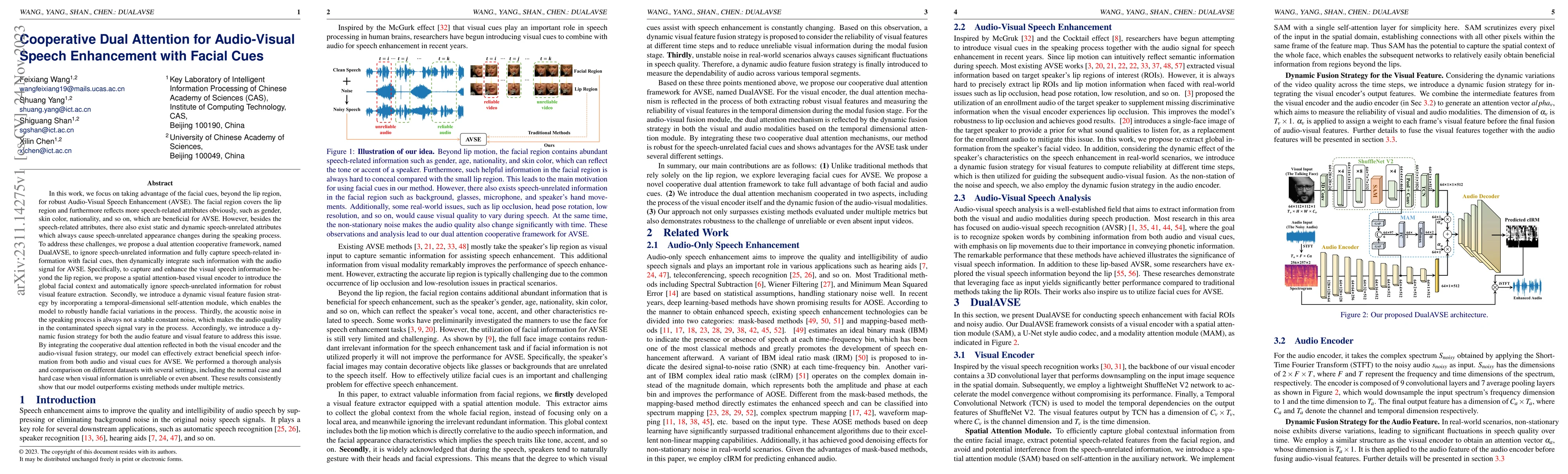 Thumbnail for Cooperative Dual Attention for Audio-Visual Speech Enhancement with
  Facial Cues