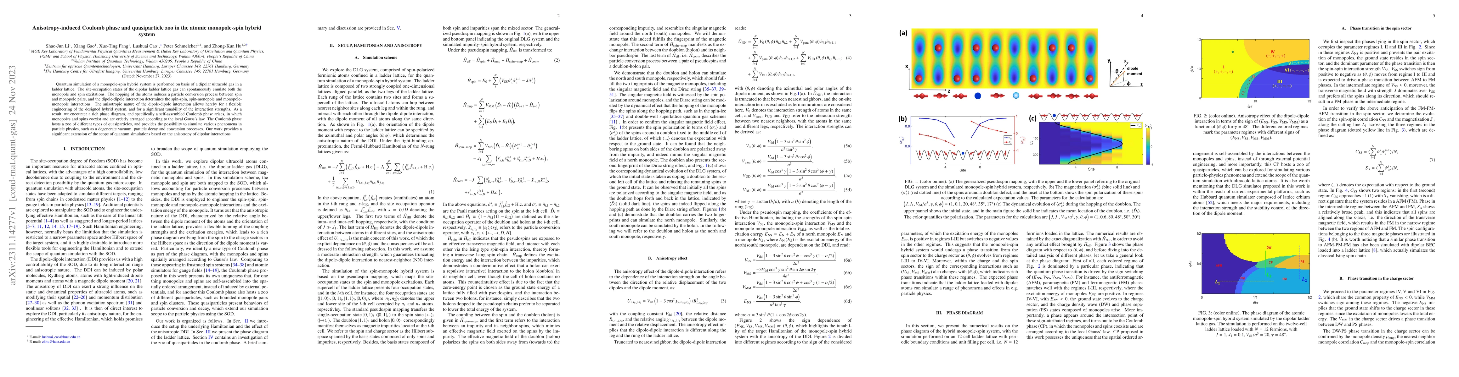 Thumbnail for Anisotropy-induced Coulomb phase and quasiparticle zoo in the atomic
  monopole-spin hybrid system