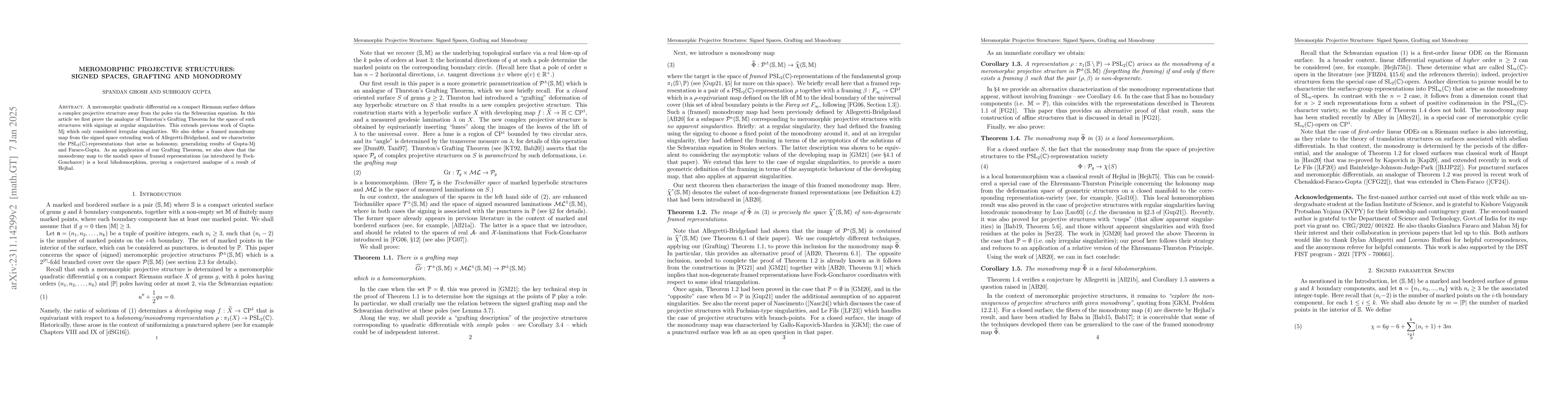 Thumbnail for Meromorphic Projective Structures: Signed Spaces, Grafting and Monodromy