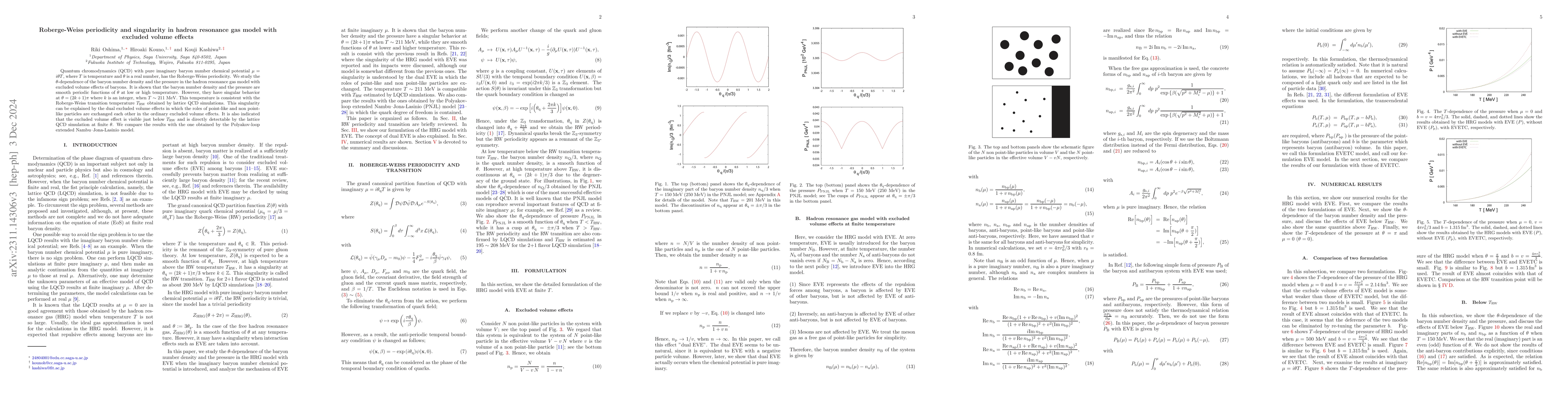 Thumbnail for Roberge-Weiss periodicity and singularity in hadron resonance gas model
  with excluded volume effects