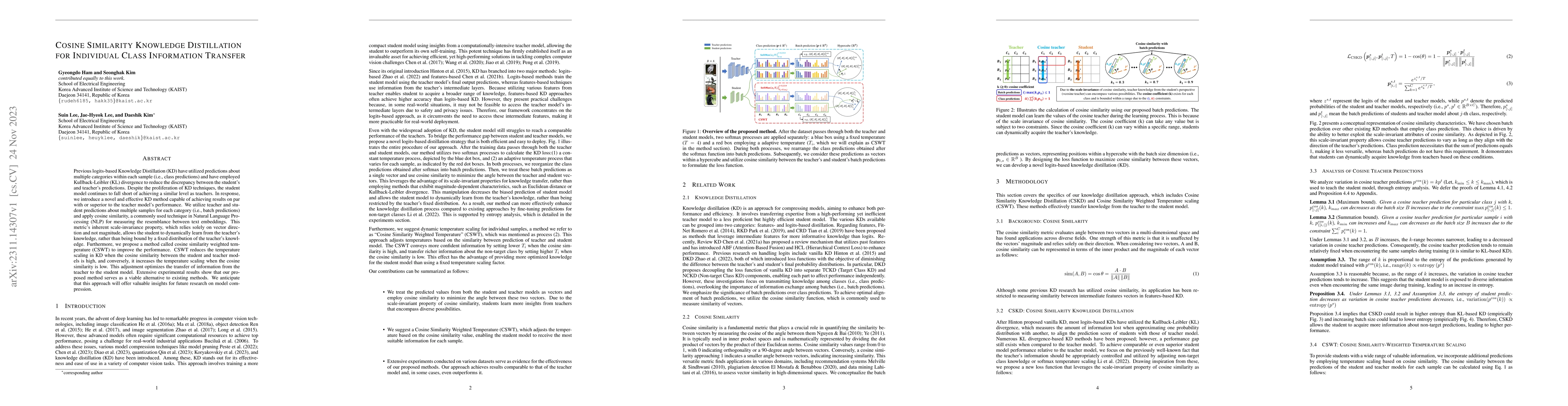 Thumbnail for Cosine Similarity Knowledge Distillation for Individual Class
  Information Transfer