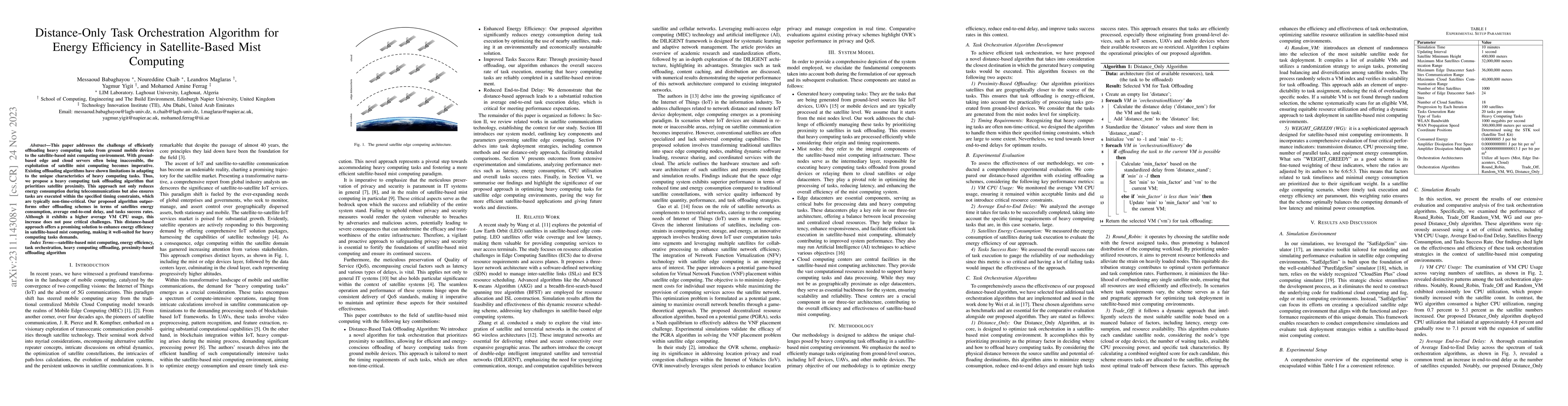 Thumbnail for Distance-Only Task Orchestration Algorithm for Energy Efficiency in
  Satellite-Based Mist Computing