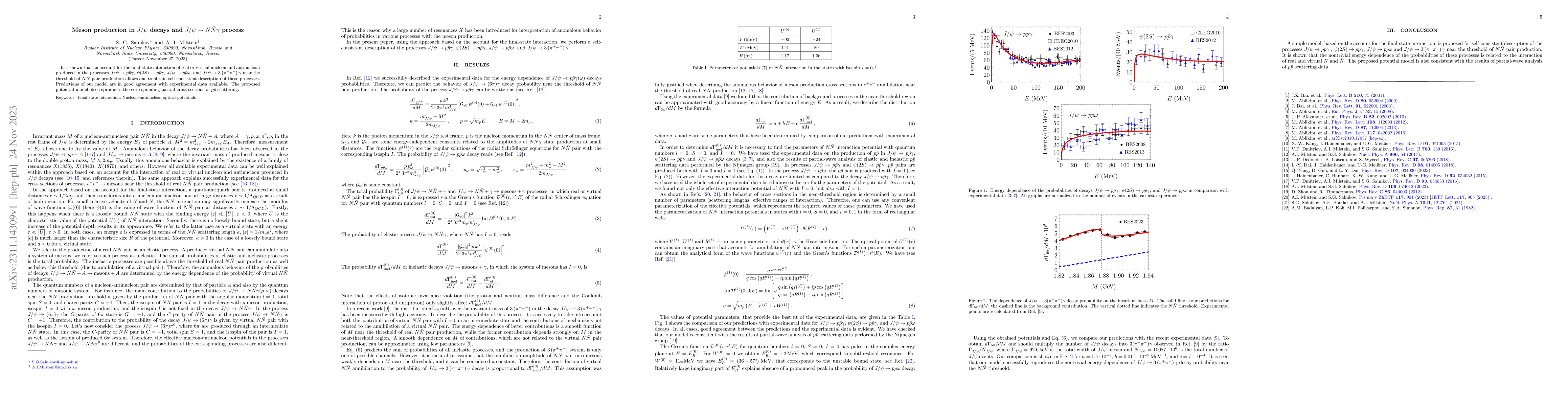 Thumbnail for Meson production in $J/\psi$ decays and $J/\psi\to N\bar{N}\gamma$
  process