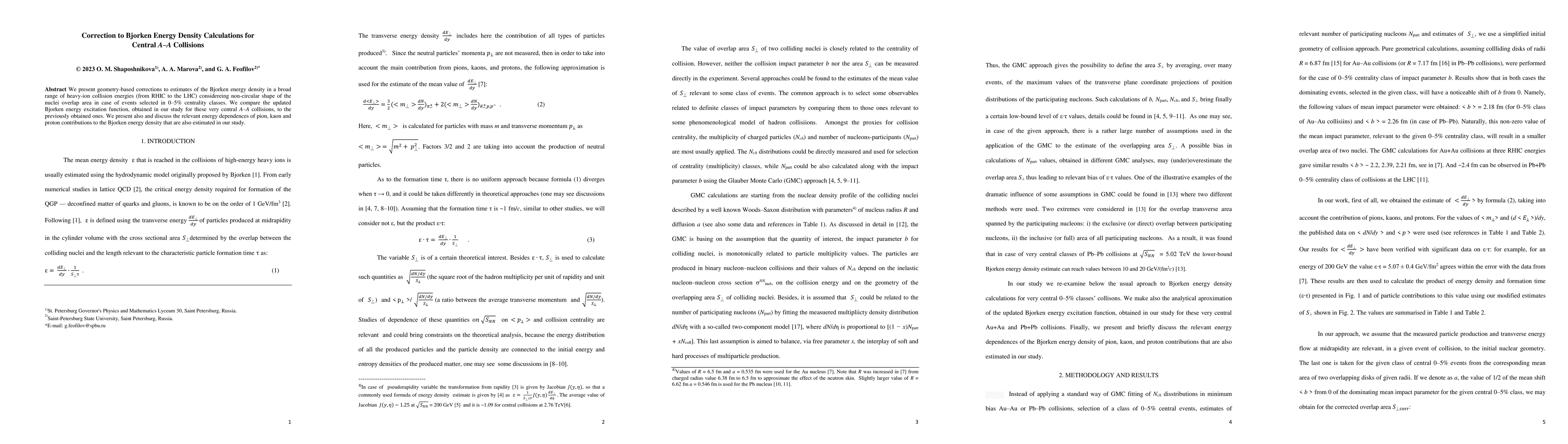 Thumbnail for Correction to Bjorken Energy Density Calculations for Central A-A
  Collisions