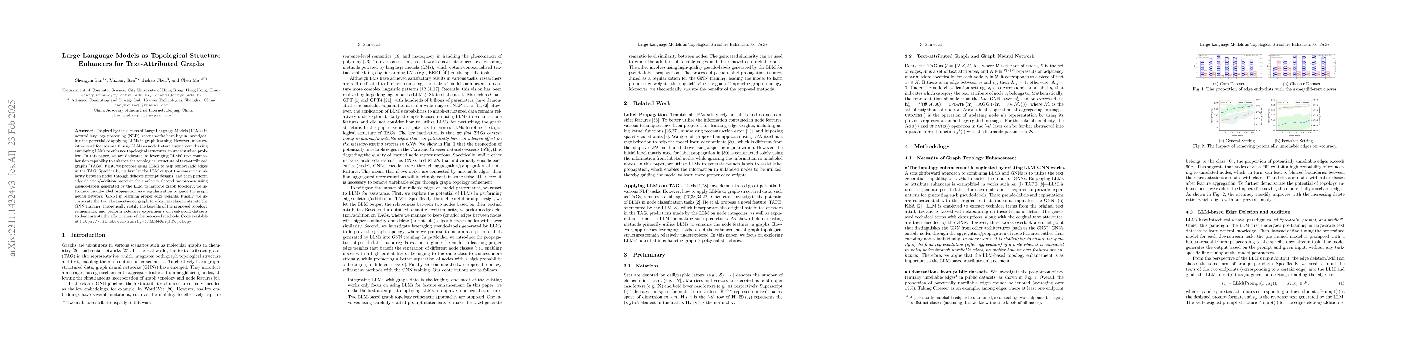 Thumbnail for Large Language Models as Topological Structure Enhancers for
  Text-Attributed Graphs