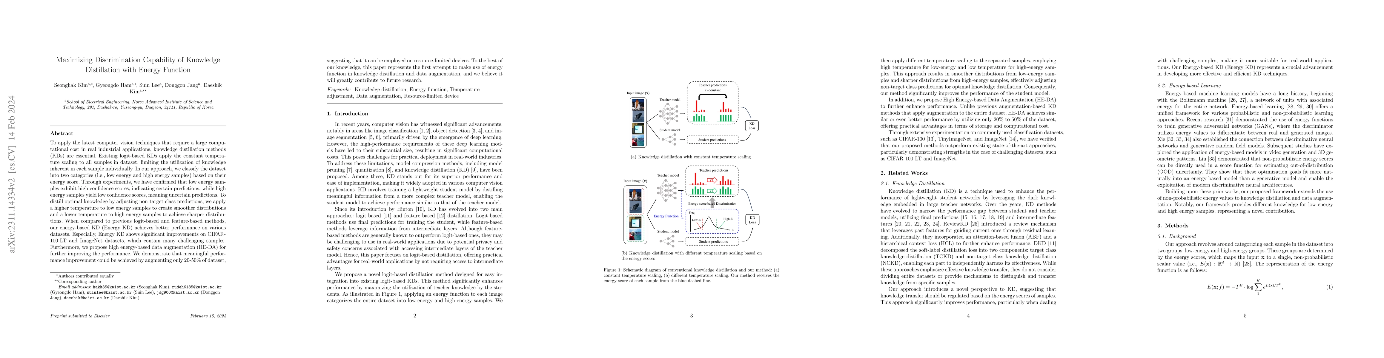 Thumbnail for Maximizing Discrimination Capability of Knowledge Distillation with
  Energy Function