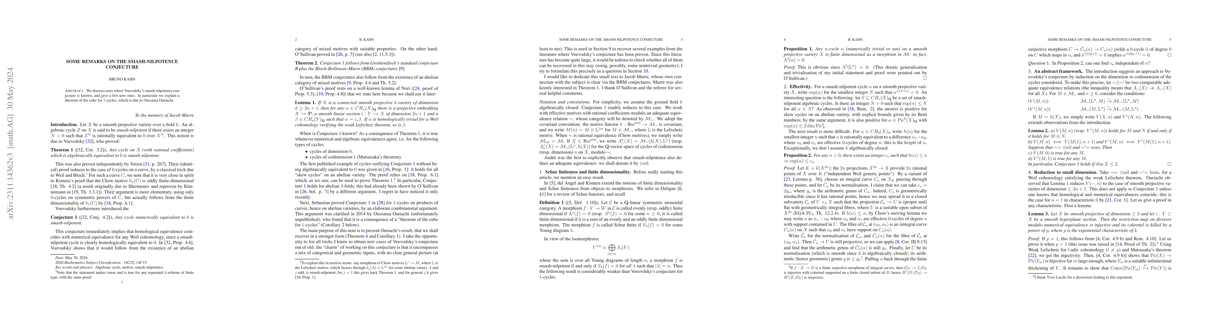 Thumbnail for Some remarks on the smash-nilpotence conjecture
