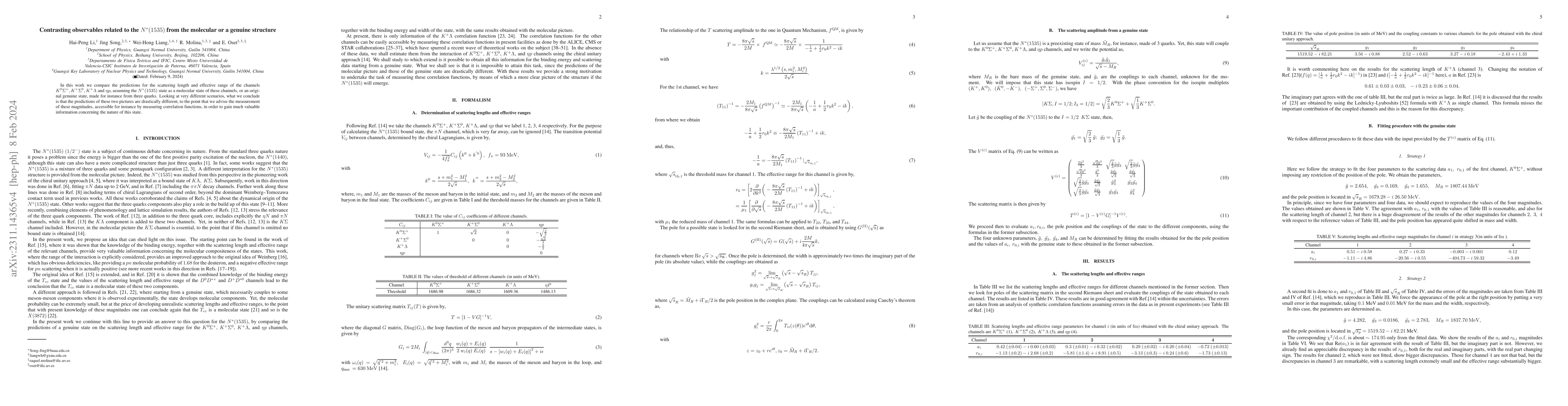 Thumbnail for Contrasting observables related to the $N^*(1535)$ from the molecular or
  a genuine structure