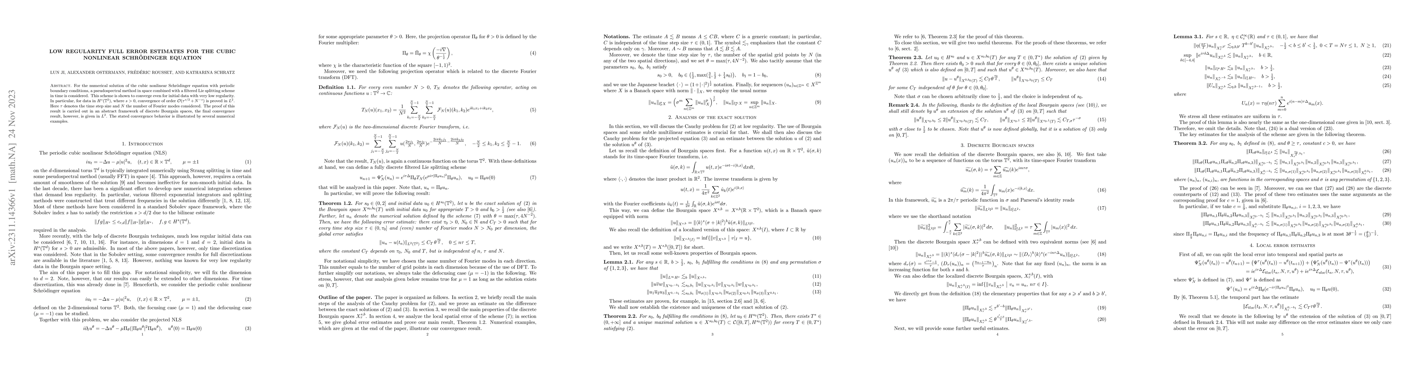 Thumbnail for Low regularity full error estimates for the cubic nonlinear
  Schr\"odinger equation