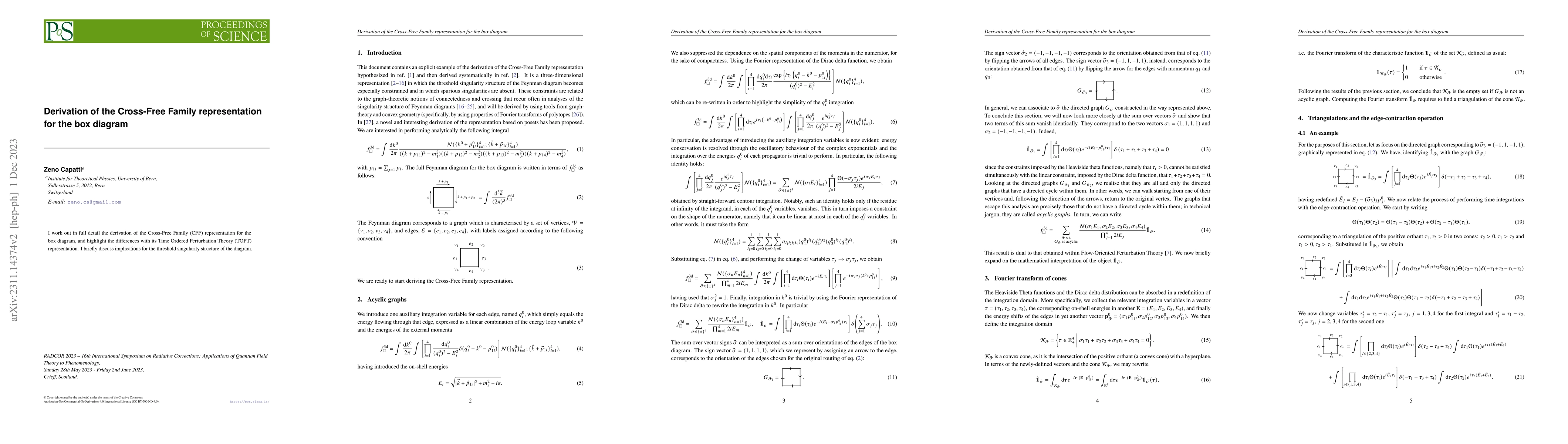 Thumbnail for Derivation of the Cross-Free Family representation for the box diagram
