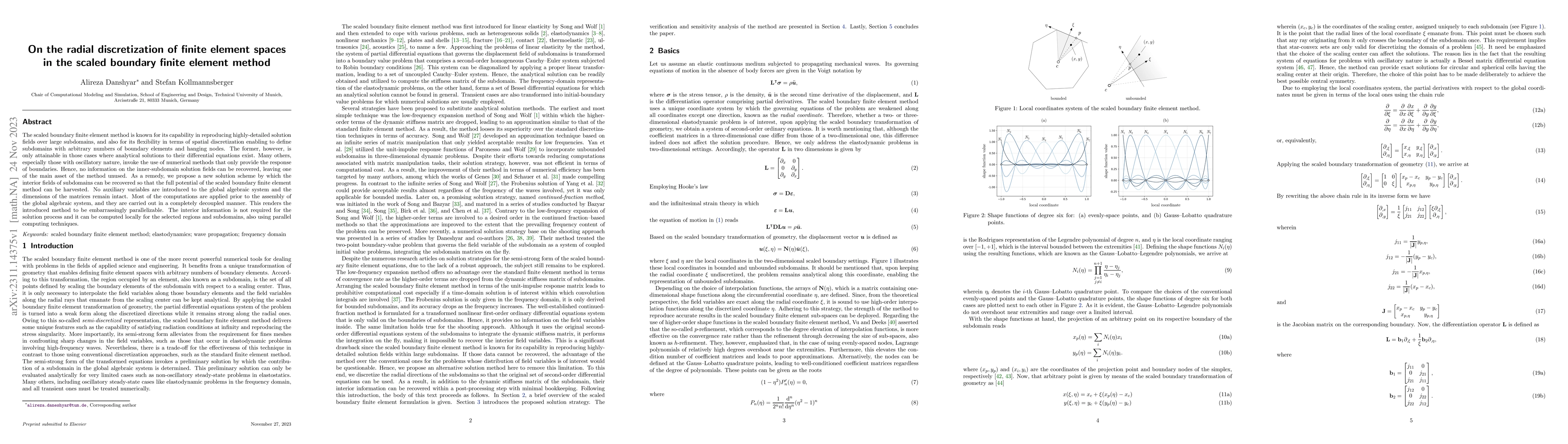 Thumbnail for On the radial discretization of finite element spaces in the scaled
  boundary finite element method