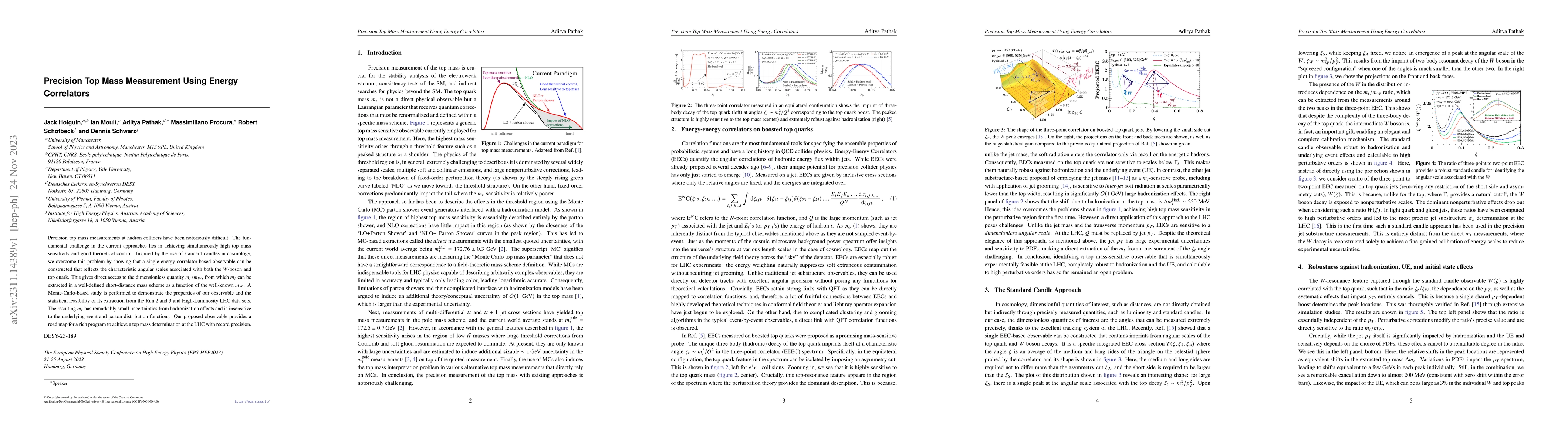 Thumbnail for Precision Top Mass Measurement Using Energy Correlators