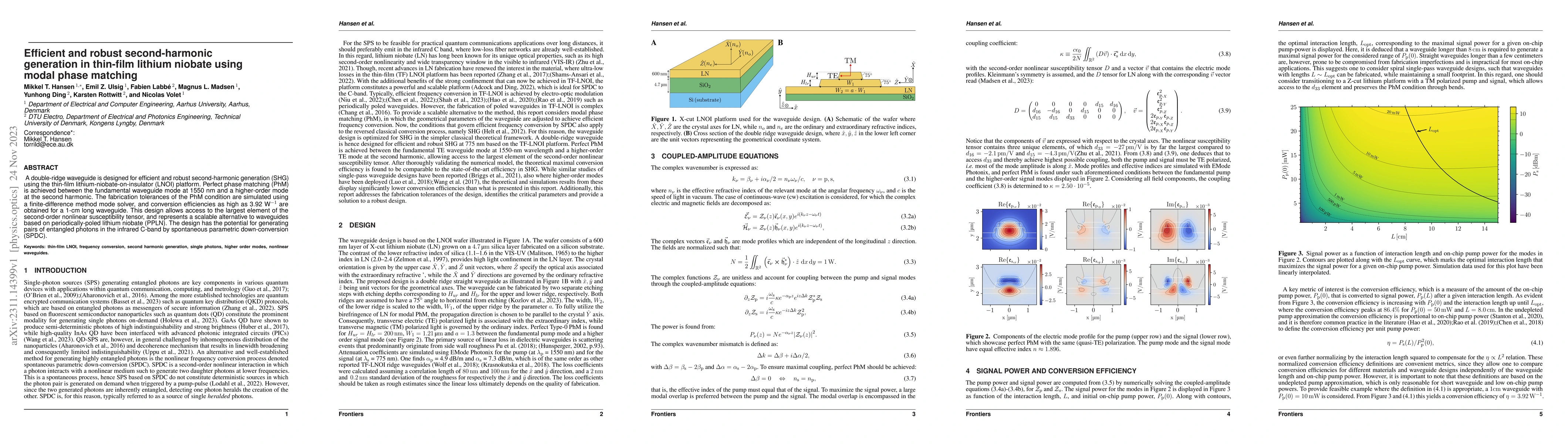 Thumbnail for Efficient and robust second-harmonic generation in thin-film lithium
  niobate using modal phase matching