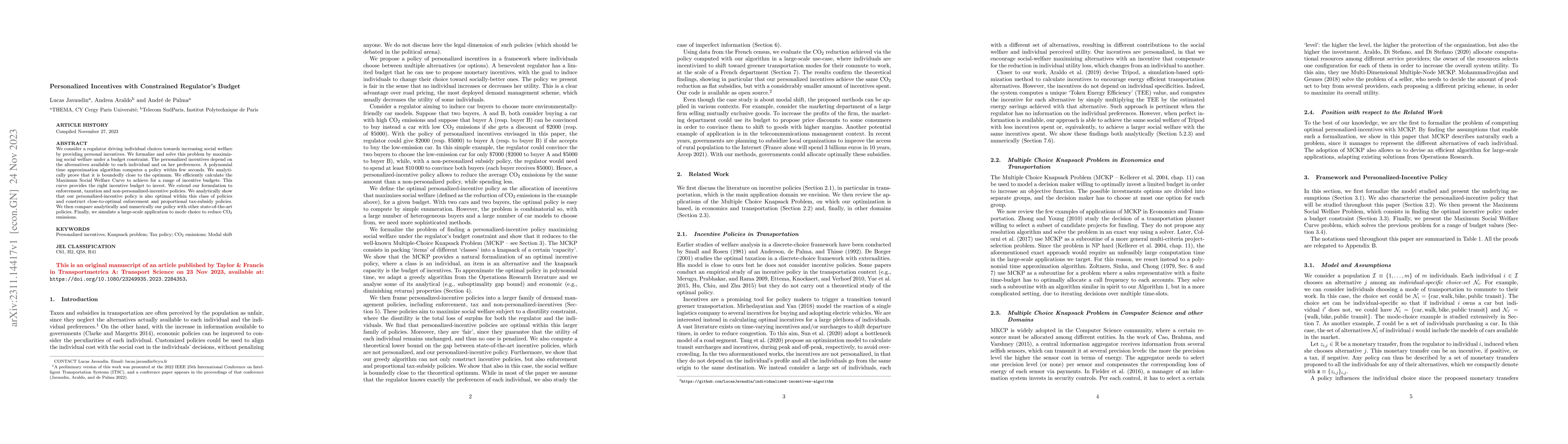 Thumbnail for Personalised incentives with constrained regulator's budget