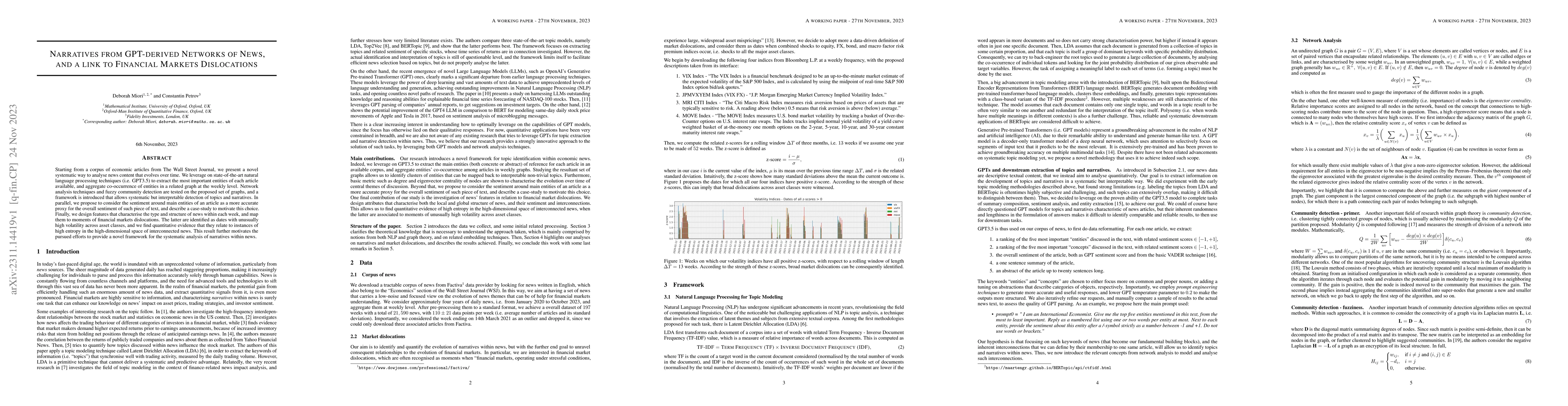 Thumbnail for Narratives from GPT-derived Networks of News, and a link to Financial
  Markets Dislocations