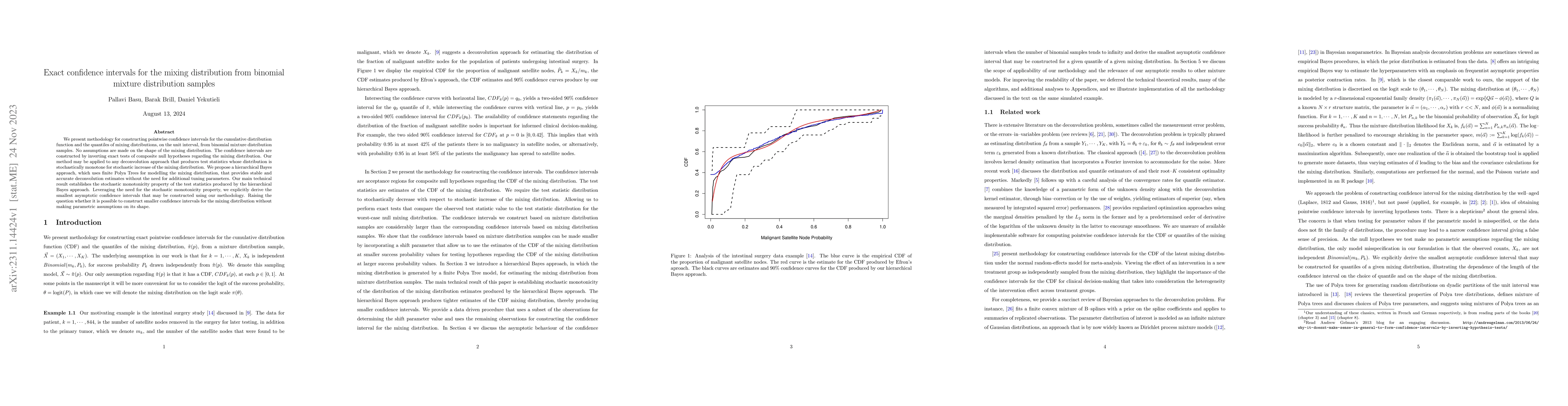 Thumbnail for Exact confidence intervals for the mixing distribution from binomial
  mixture distribution samples