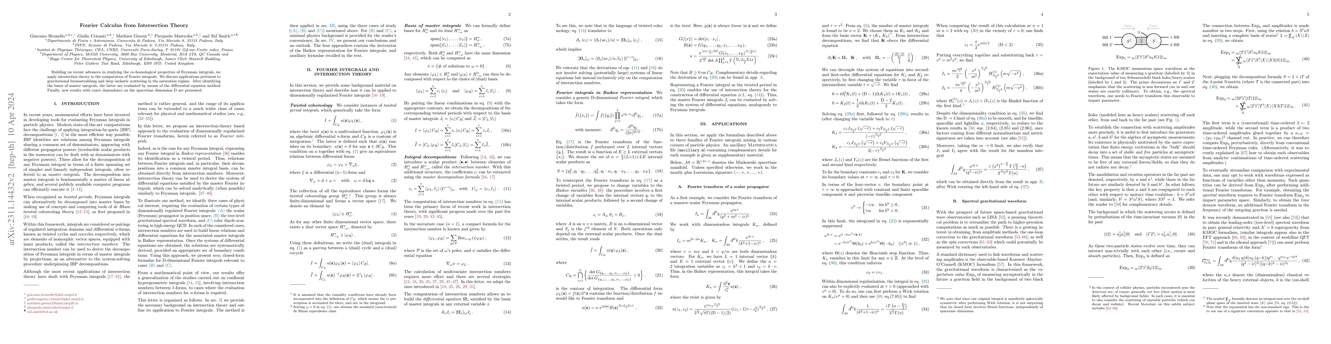 Thumbnail for Fourier Calculus from Intersection Theory