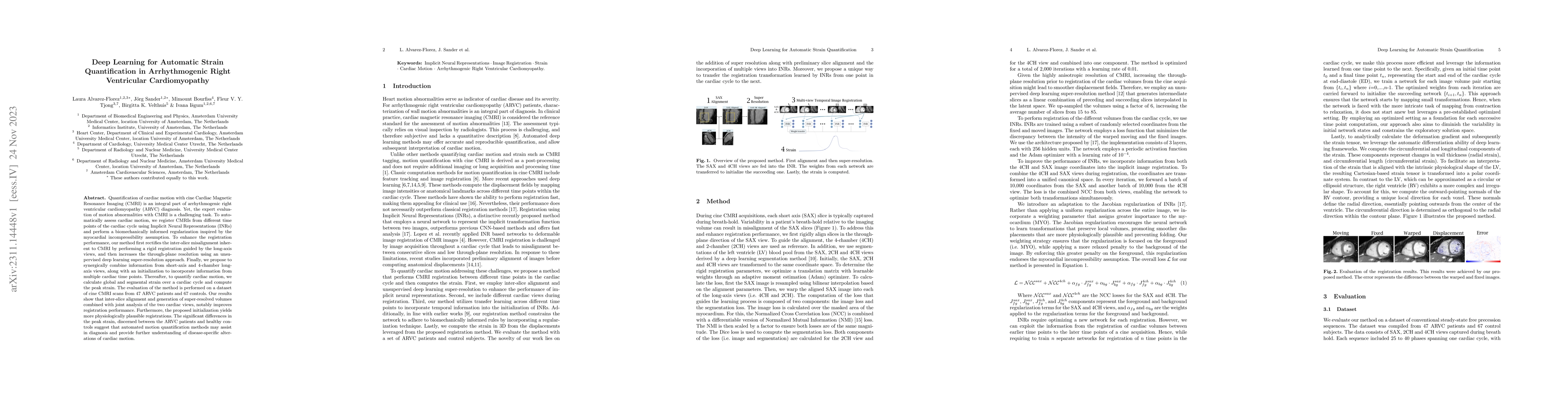 Thumbnail for Deep Learning for Automatic Strain Quantification in Arrhythmogenic
  Right Ventricular Cardiomyopathy