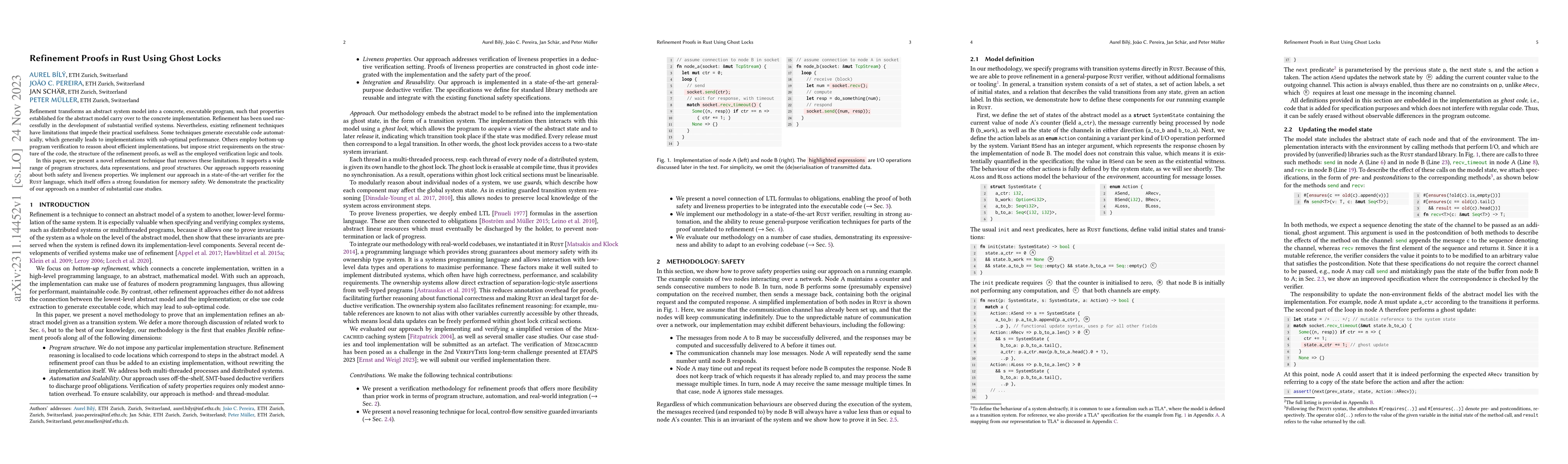 Thumbnail for Refinement Proofs in Rust Using Ghost Locks