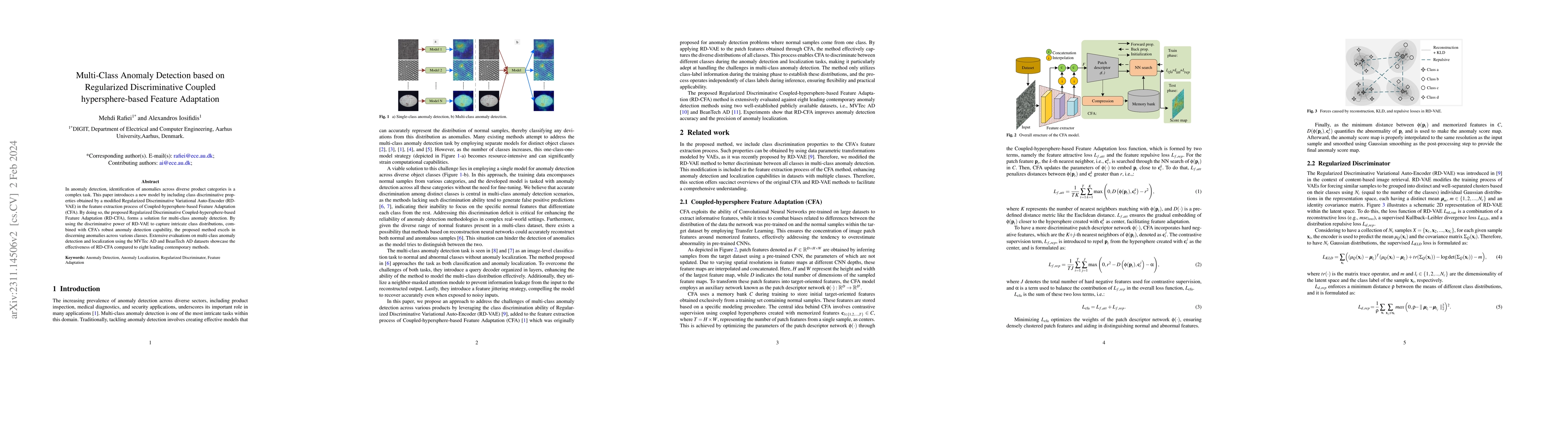 Thumbnail for Multi-Class Anomaly Detection based on Regularized Discriminative
  Coupled hypersphere-based Feature Adaptation