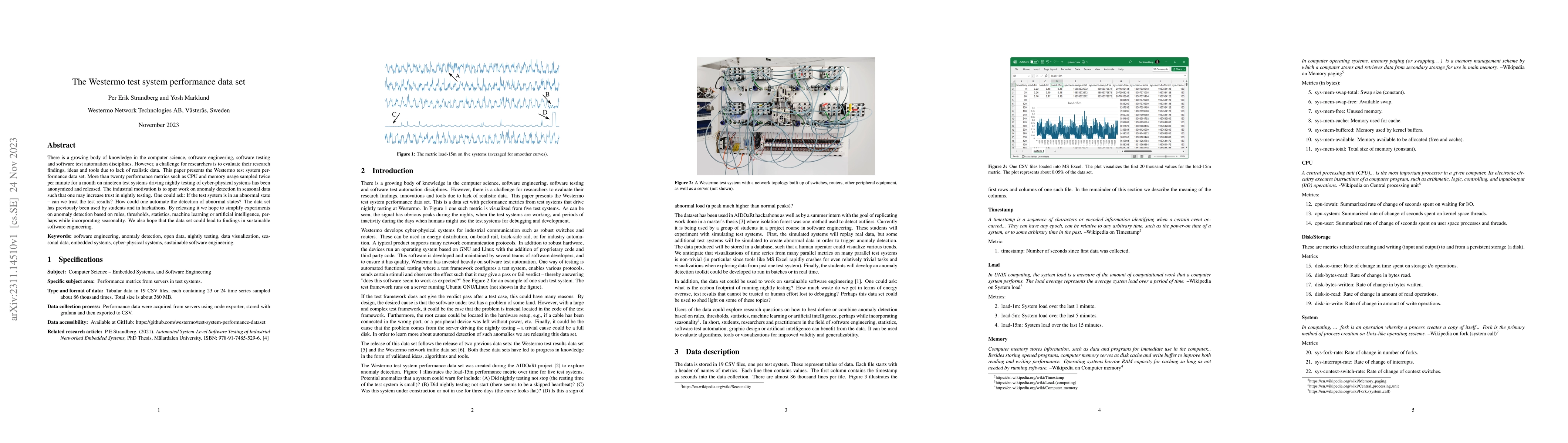 Thumbnail for The Westermo test system performance data set