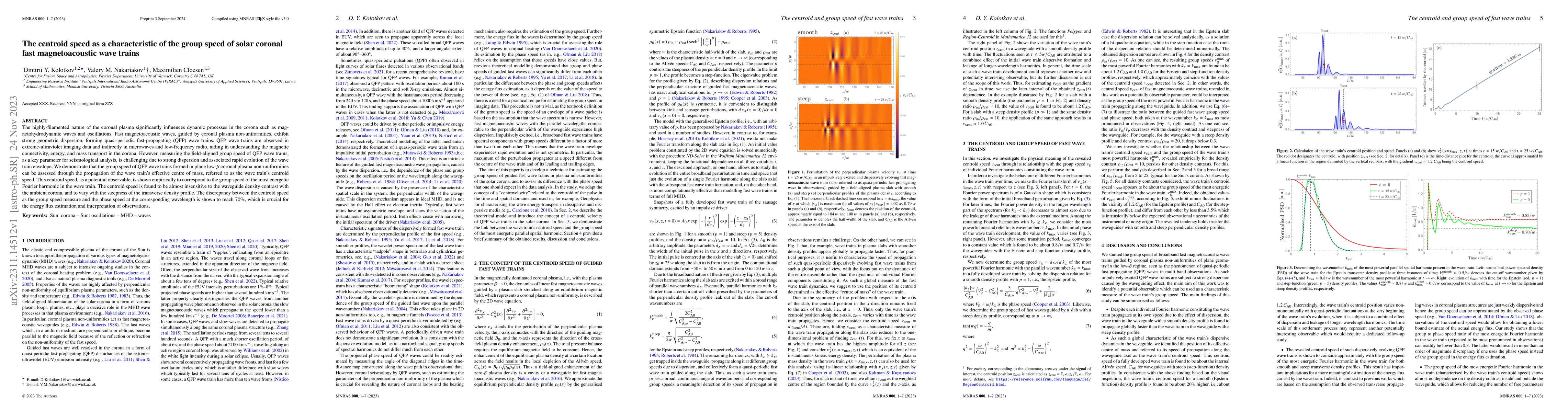 Thumbnail for The centroid speed as a characteristic of the group speed of solar
  coronal fast magnetoacoustic wave trains