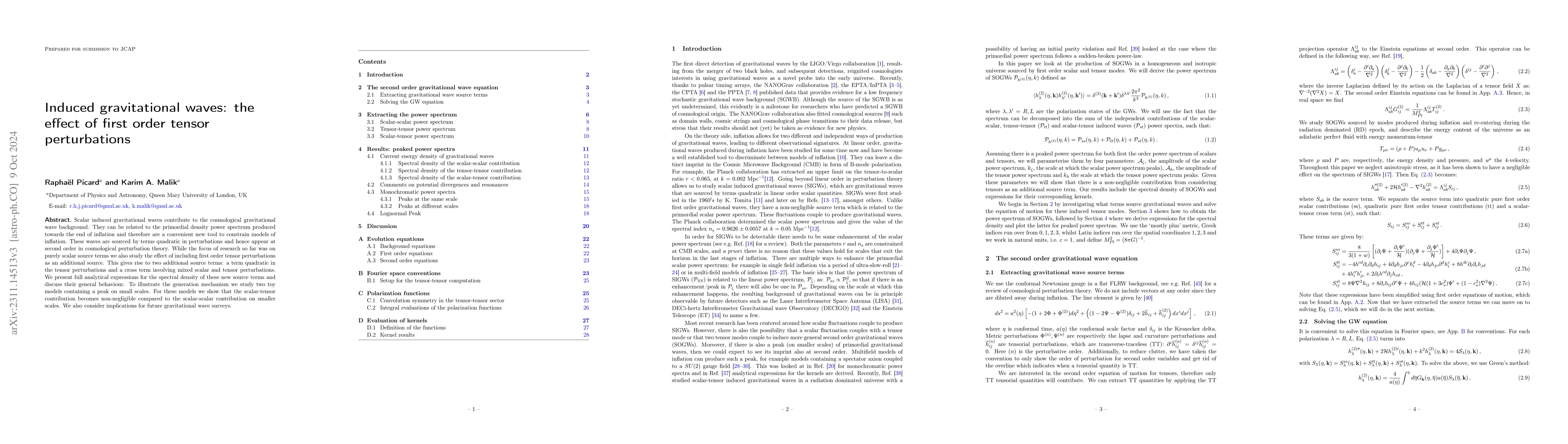 Thumbnail for Induced gravitational waves: the effect of first order tensor
  perturbations