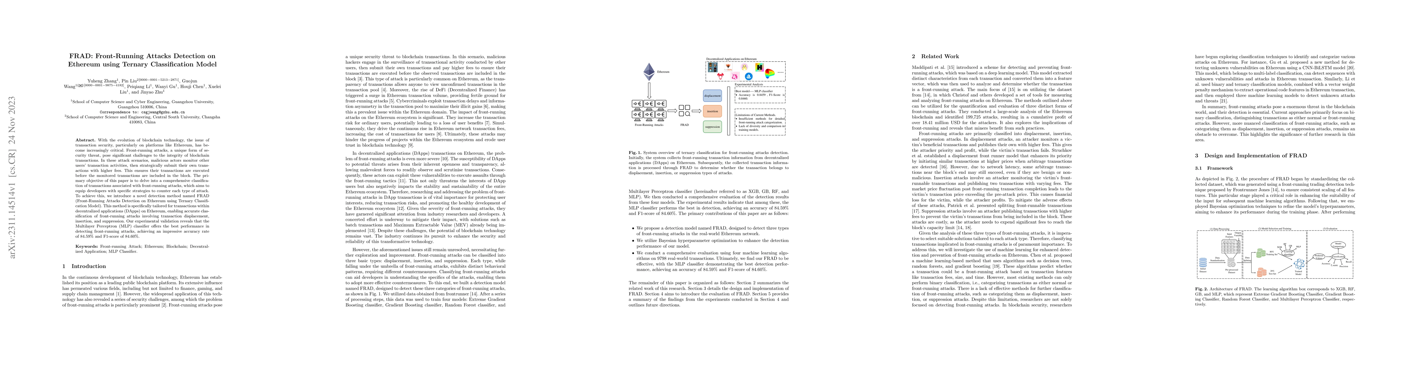 Thumbnail for FRAD: Front-Running Attacks Detection on Ethereum using Ternary
  Classification Model