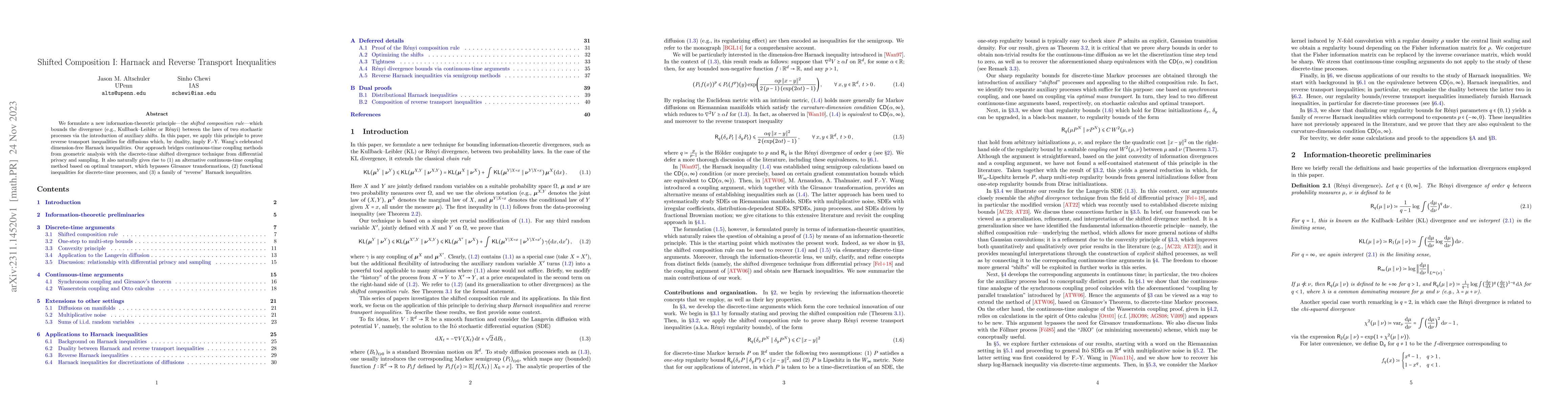 Thumbnail for Shifted Composition I: Harnack and Reverse Transport Inequalities