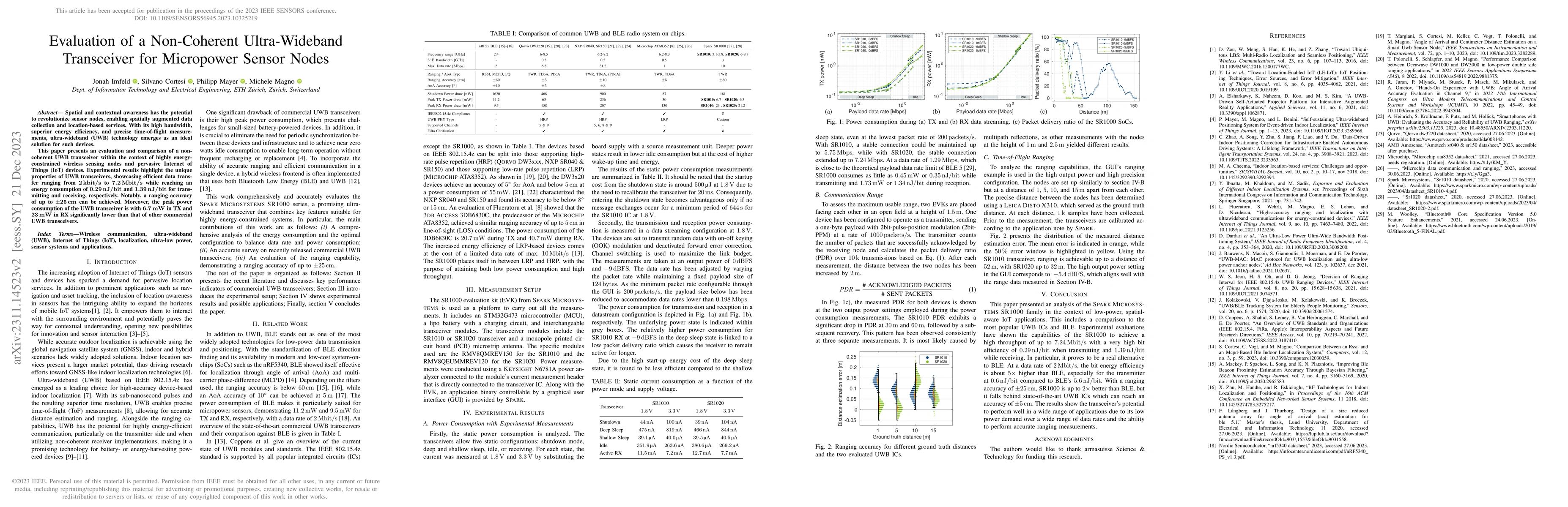 Thumbnail for Evaluation of a Non-Coherent Ultra-Wideband Transceiver for Micropower
  Sensor Nodes