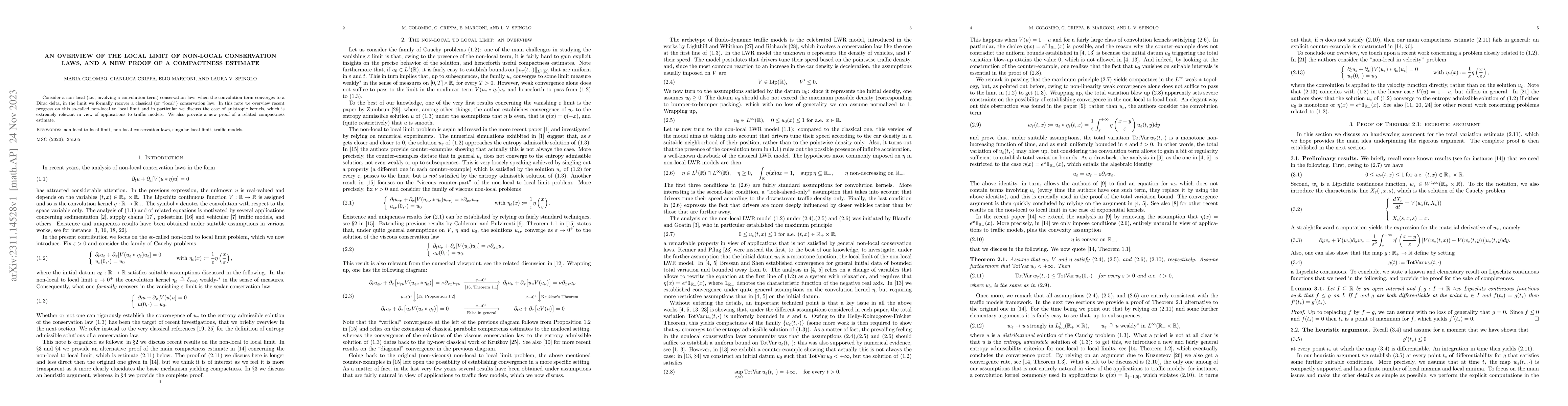 Thumbnail for An overview on the local limit of non-local conservation laws, and a new
  proof of a compactness estimate