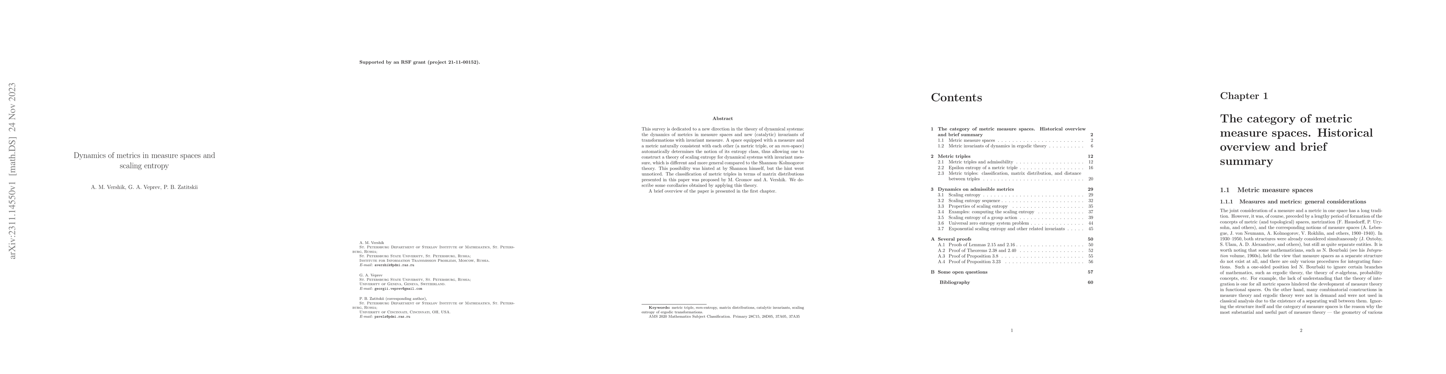 Thumbnail for Dynamics of metrics in measure spaces and scaling entropy