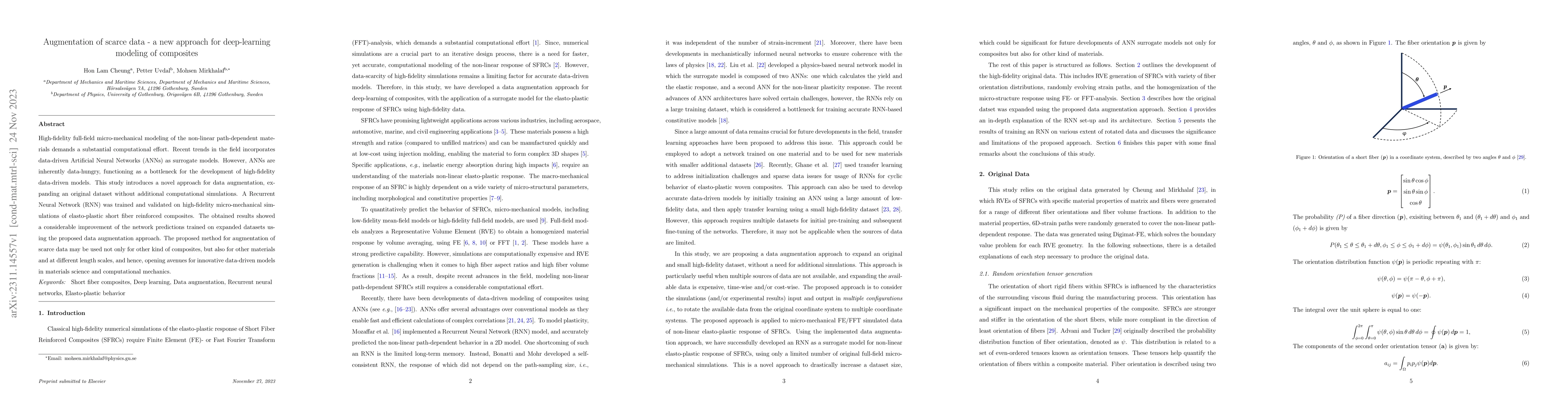 Thumbnail for Augmentation of scarce data -- a new approach for deep-learning modeling
  of composites