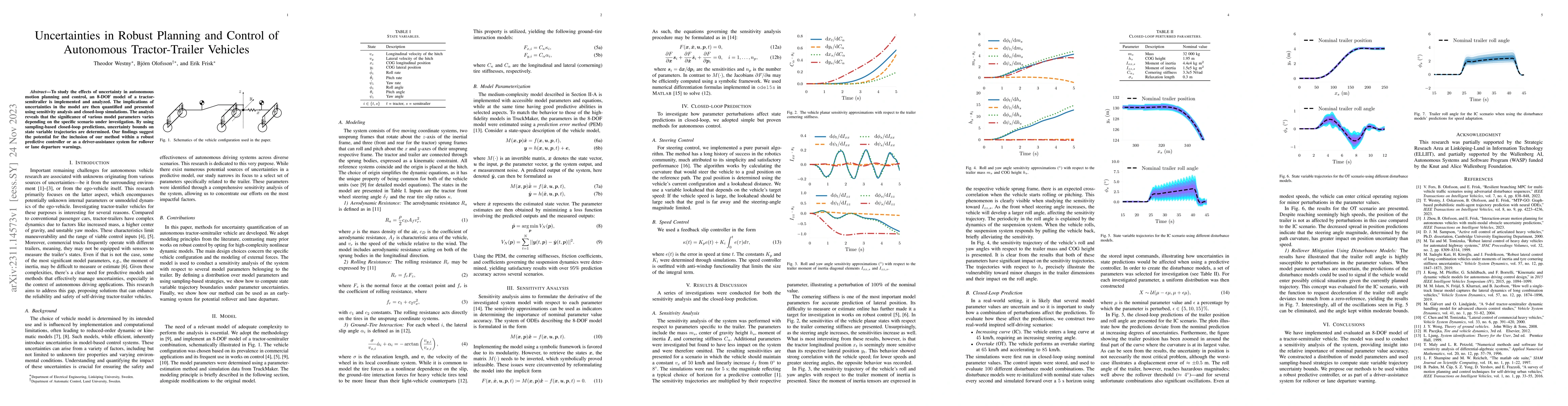Thumbnail for Uncertainties in Robust Planning and Control of Autonomous
  Tractor-Trailer Vehicles