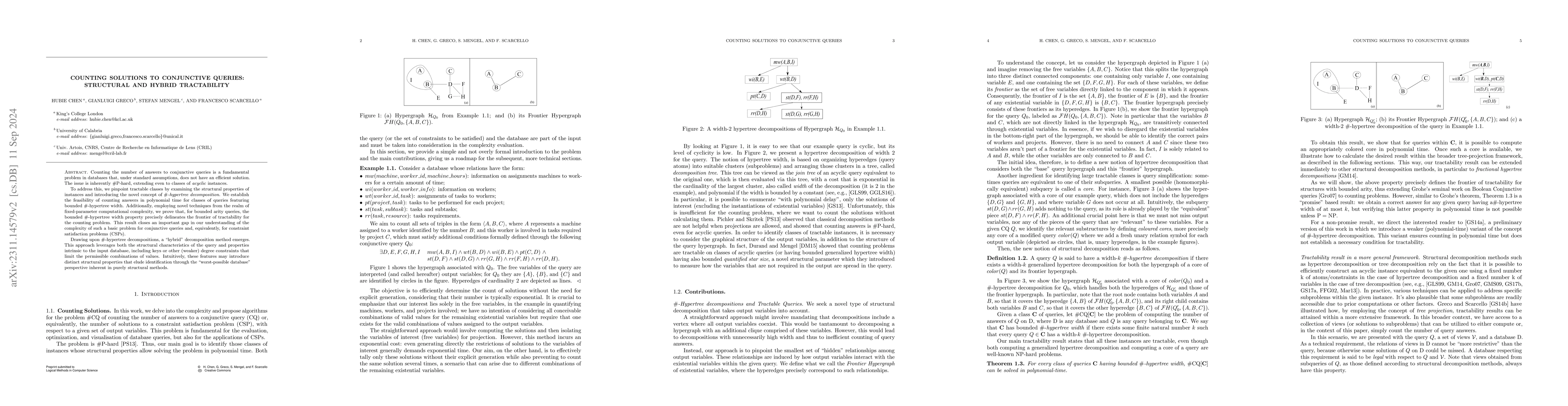 Thumbnail for Counting Solutions to Conjunctive Queries: Structural and Hybrid
  Tractability